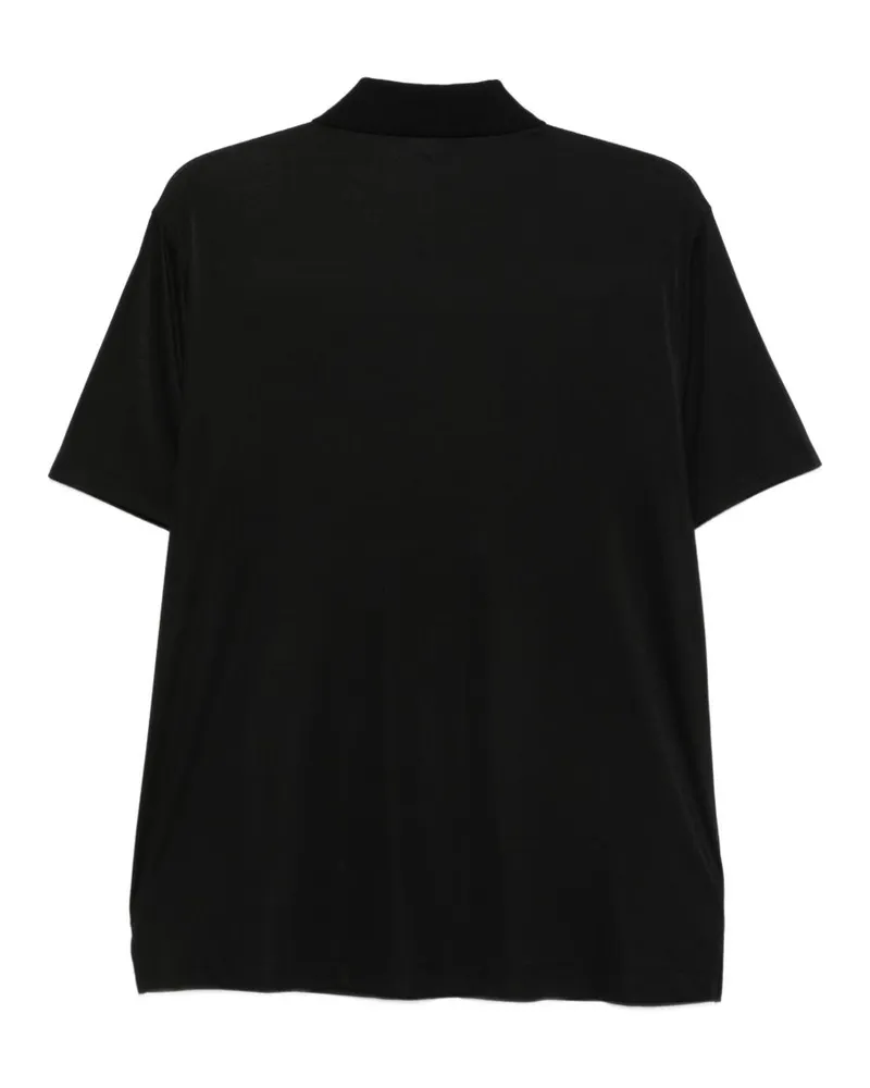 Emporio Armani Logo-Embroidered Polo — Black Black