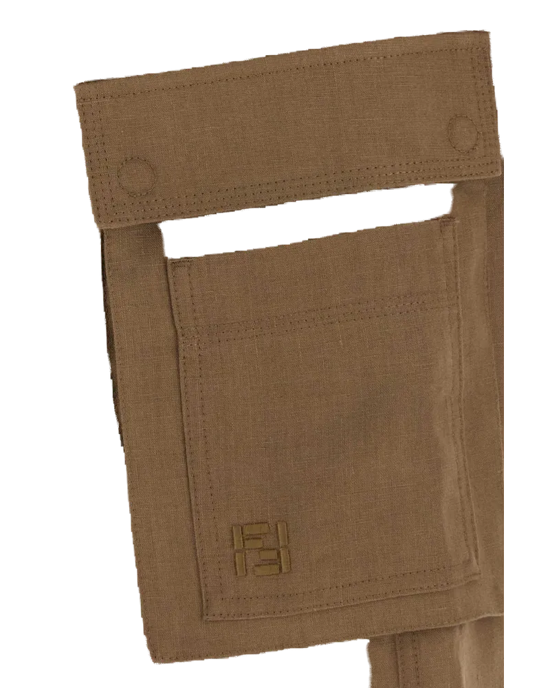 Fendi Linen Cargo Pants — Tan Tan