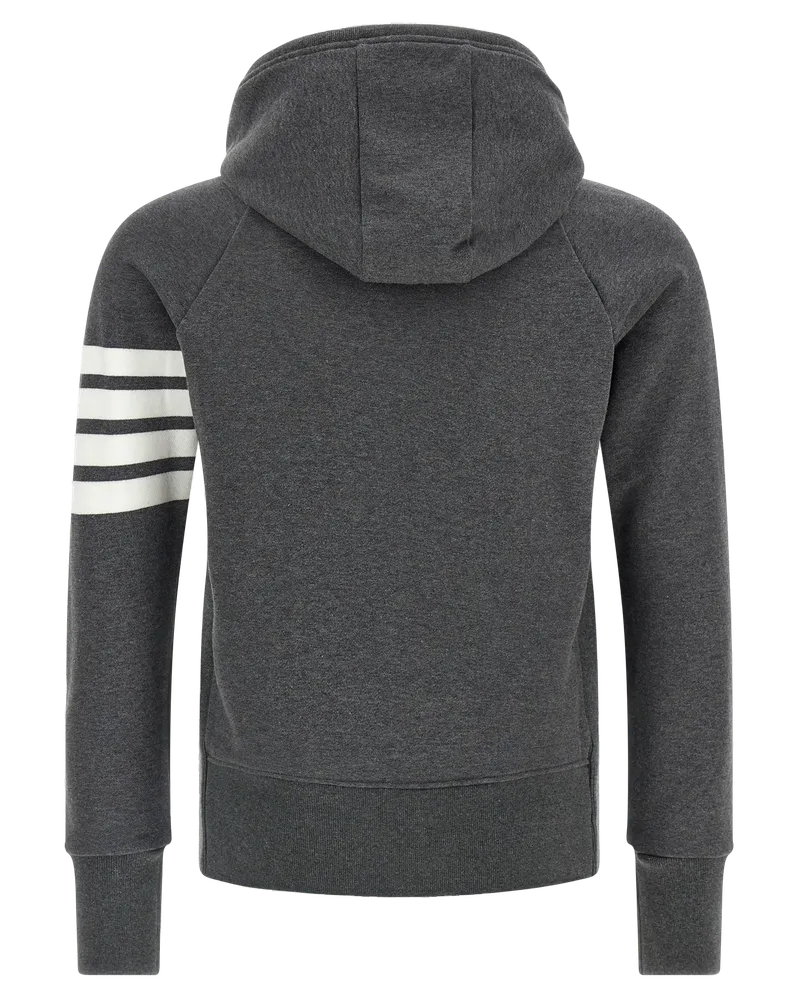 Thom Browne 4-Bar Striped Cotton Sweatshirt — Gray Gray