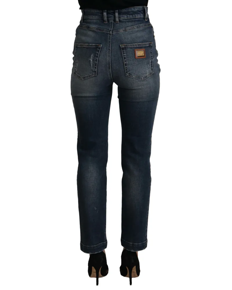 Dolce & Gabbana High-Waist Skinny Denim Jeans — Blue Blue