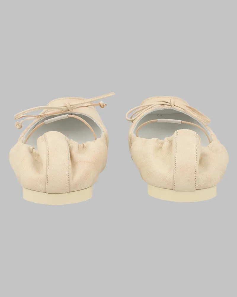 Maison Margiela Square-Toe Calf Leather Ballerina Flat — Beige Beige