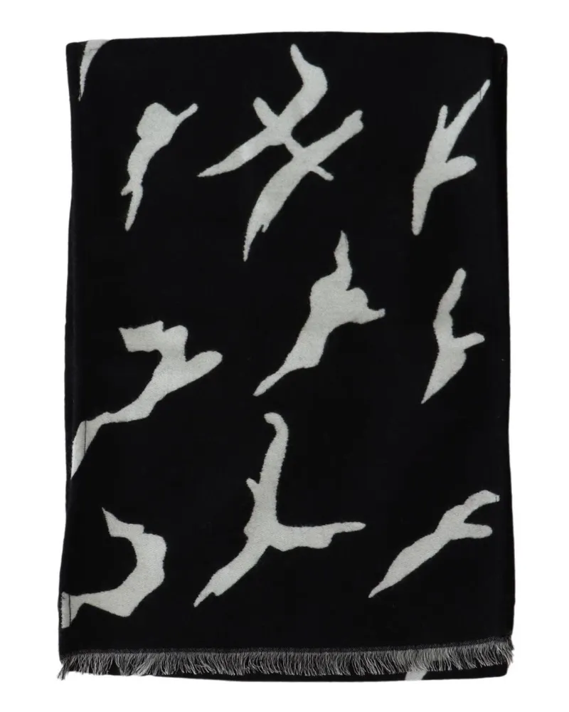 Givenchy Women's Black White Wool Unisex Winter Warm Scarf Wrap Shawl Black-White Black/white Black