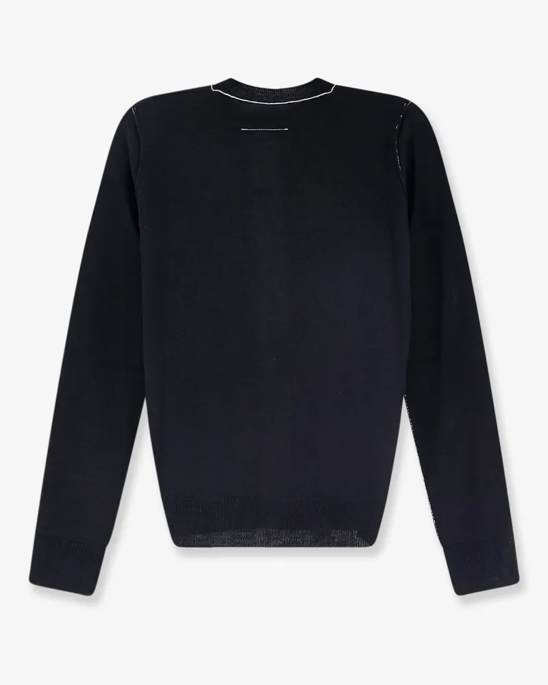 Maison Margiela Women's Cardigan Wool-Blend Black Virgin Wool Sweater Black