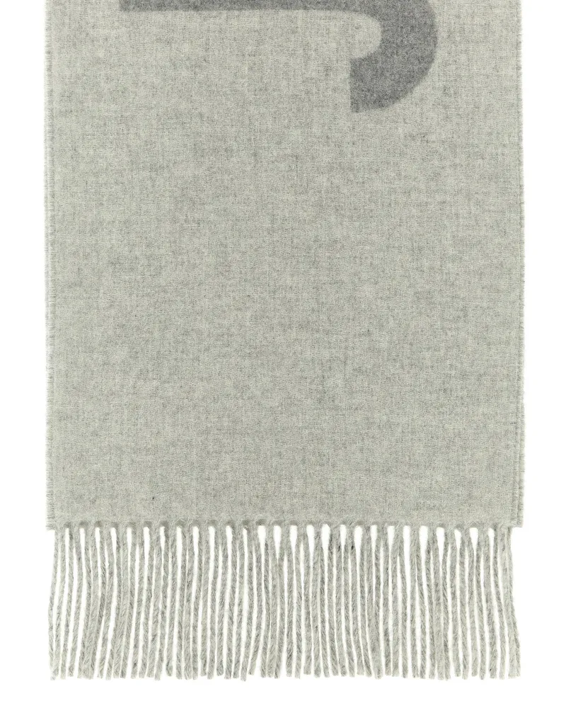 Jacquemus Intarsia Logo Virgin Wool Scarf — Cream Cream