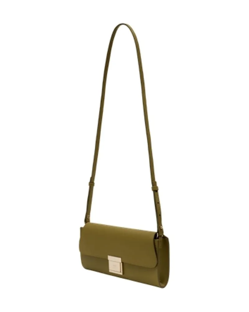 AMI Paris Women's Mimi Clutch Bag -  Leather Khaki Calfskin Clutches Green