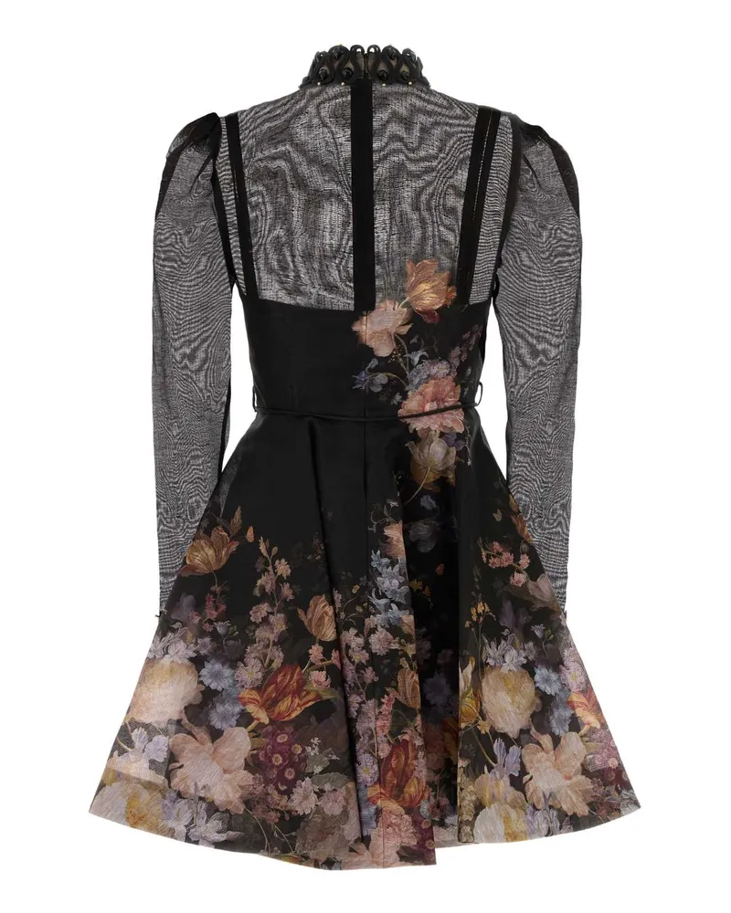 Zimmermann Women's Printed Organdy Valiant Mini Dress Blackfloral Abiti Black