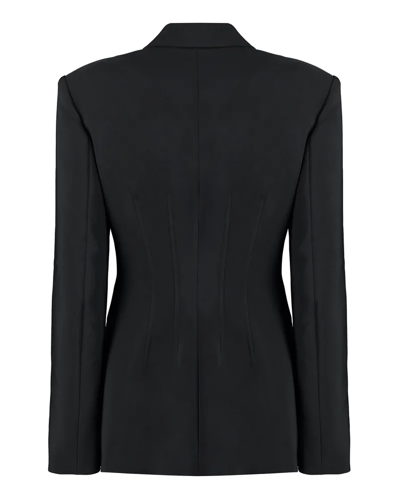 Genny Women's Techno Fabric Jacket Black Polyester Blazers Black