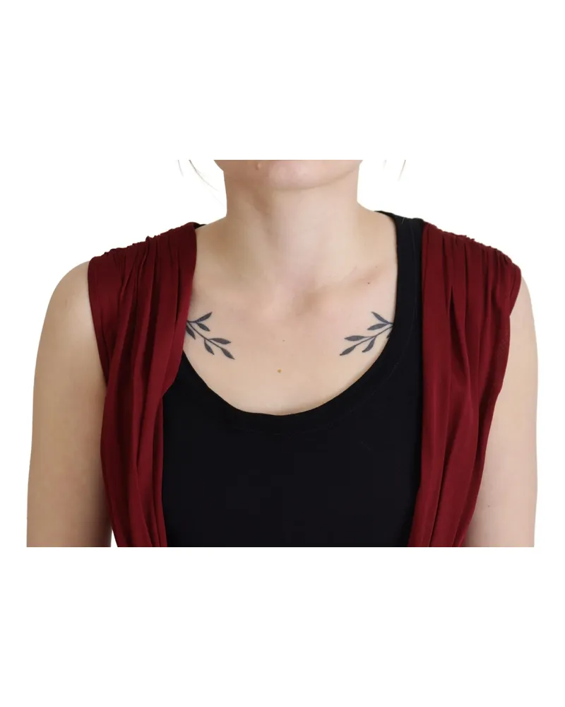 Dolce & Gabbana Women's Bordeaux Silk Stretch Top Vest Blouse Red