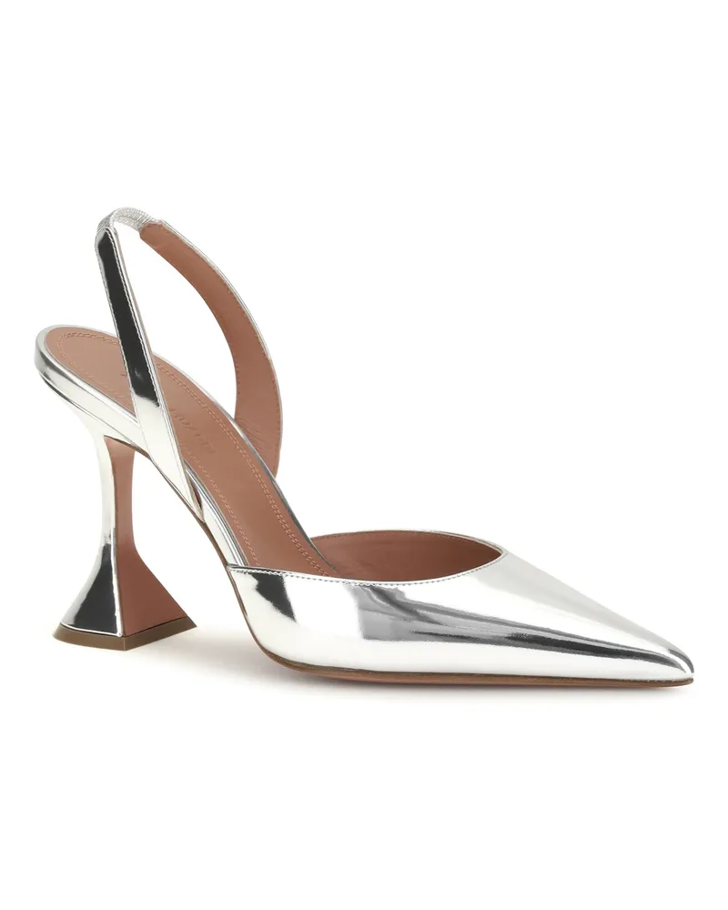 Amina Muaddi Holli Heel — Silver Silver