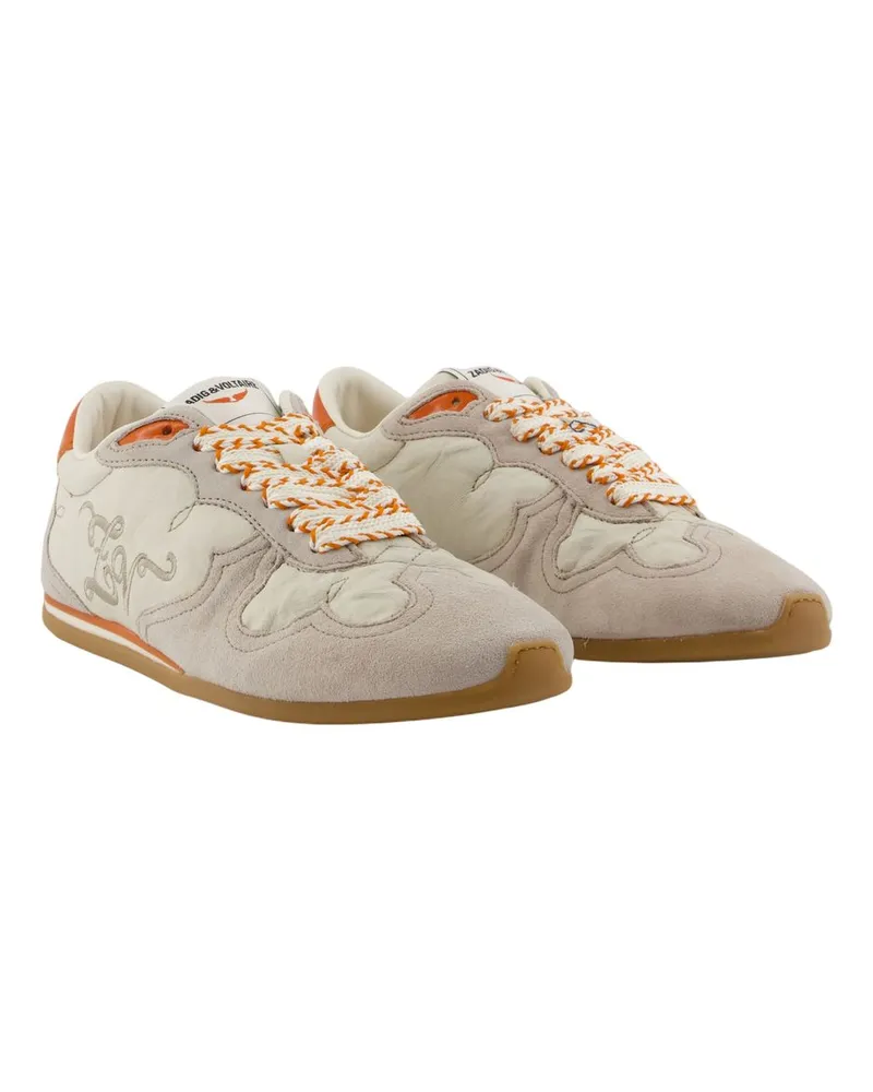 Zadig & Voltaire Women's Dance Vintage Sneakers -  Leather Multicolor Calfskin Shoes Beige
