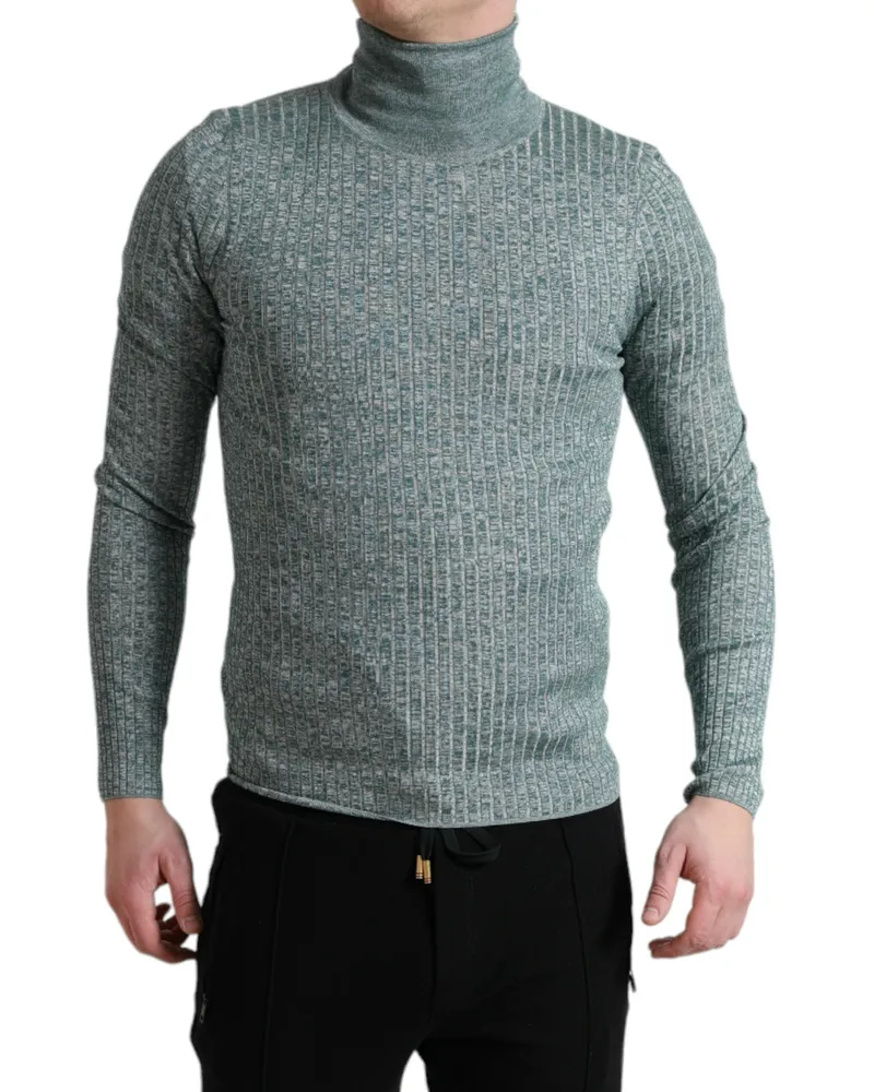 Dolce & Gabbana Ribbed Turtleneck Sweater — Green Green