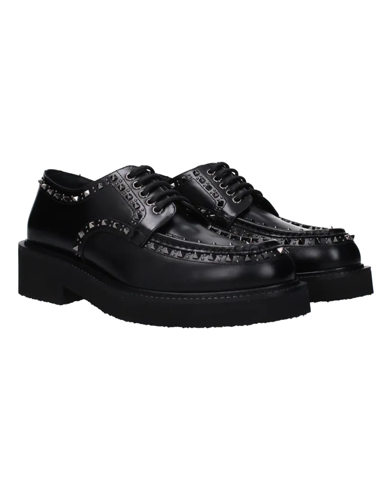 Valentino Garavani Men's Black Leather Oxfords And Derbies Shoe Black