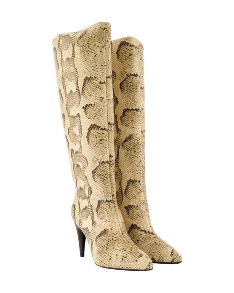 Isabel Marant Women's Jany High Boots -  Leather Beige Calfskin Shoes Beige