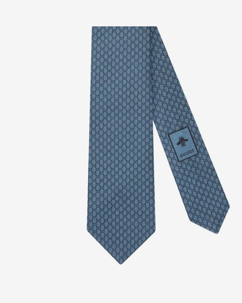 Gucci Men's Jacquard Silk Tie Navy Ties & Bow Navy