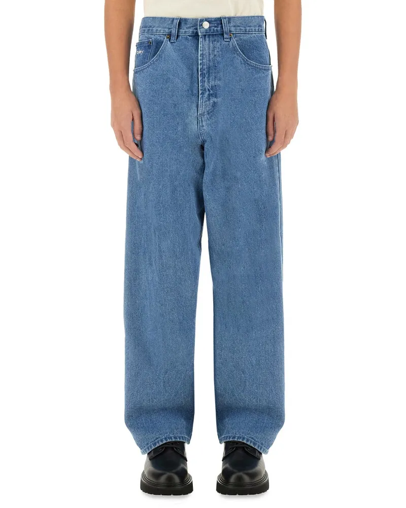 Obey Baggy Cotton Jeans — Blue Blue