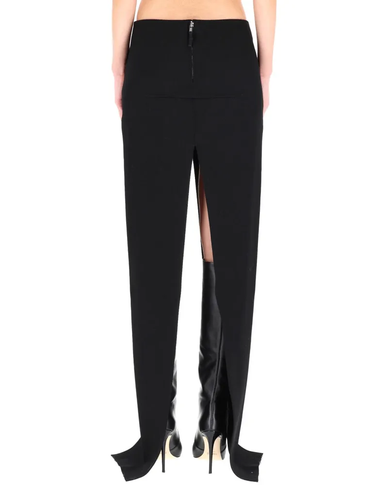 Rick Owens Center-Slit Wool Skirt — Black Black