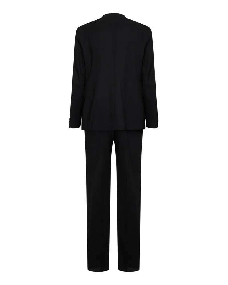 Tagliatore Double-Breasted Virgin Wool Pant Suit — Black Black