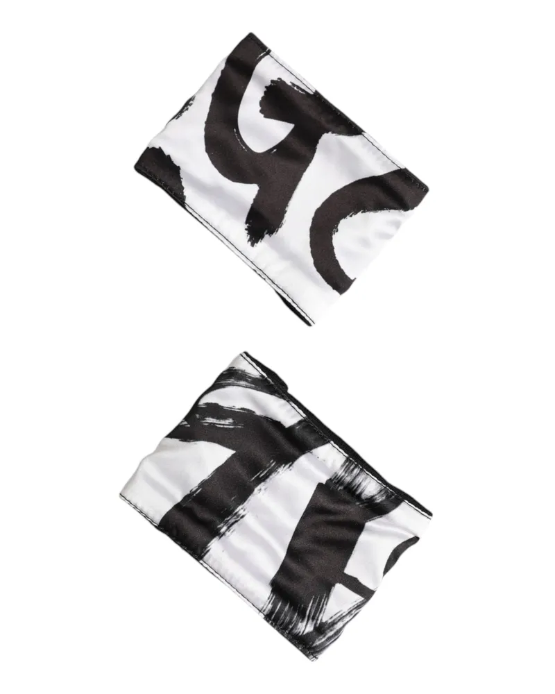 Dolce & Gabbana Men's Black White Dg Logo Silk 1 Pair Wristband And Accessory Black