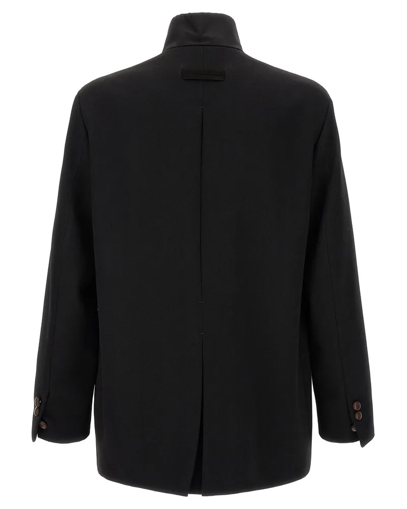 Ermenegildo Zegna Wool with Korean Collar Blazer — Black Black