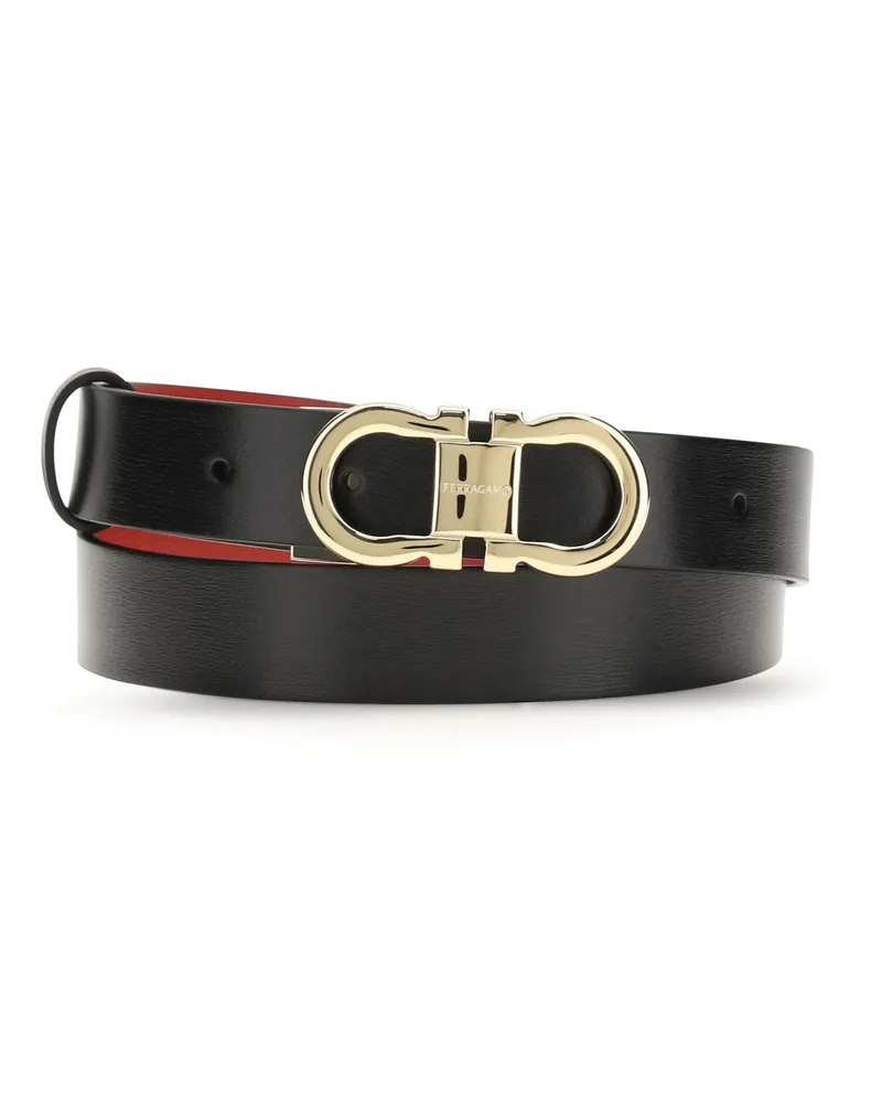 Ferragamo Women's Belt Gancini Black Calf Leather Black