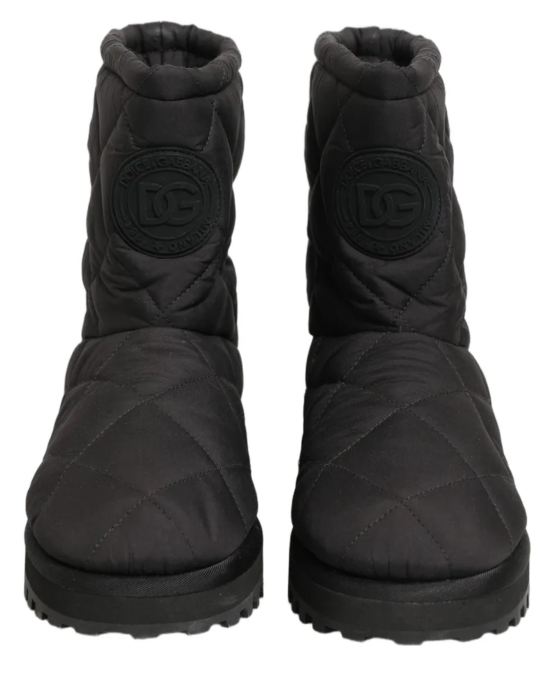 Dolce & Gabbana Men's Black Quilted Effect Mid Calf Boots Shoes Polyester Viscose Black