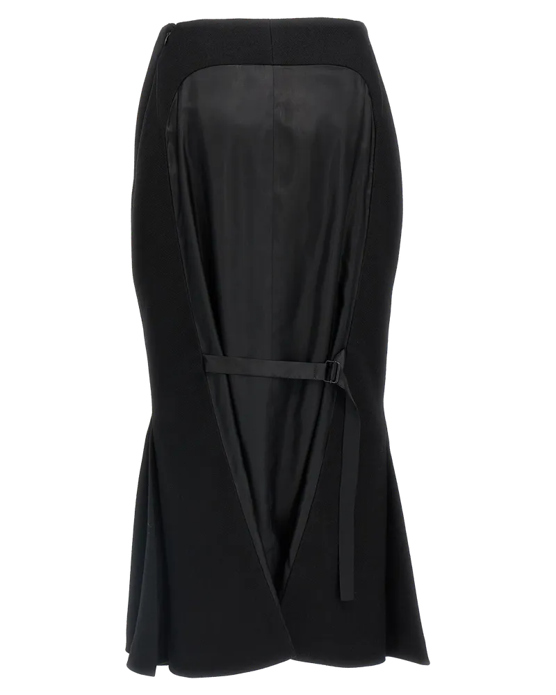 Prada Women's Black Virgin Wool Midi Skirt Black