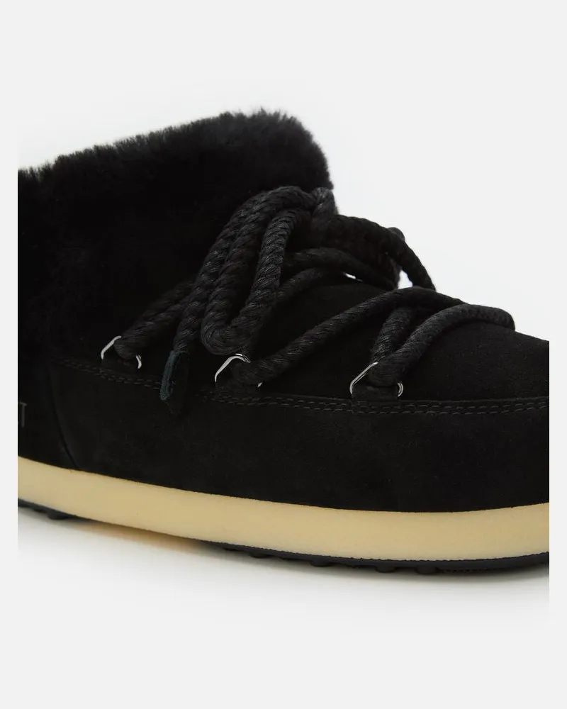 Moon Boot Faux-Fur Lined Slipper — Black 