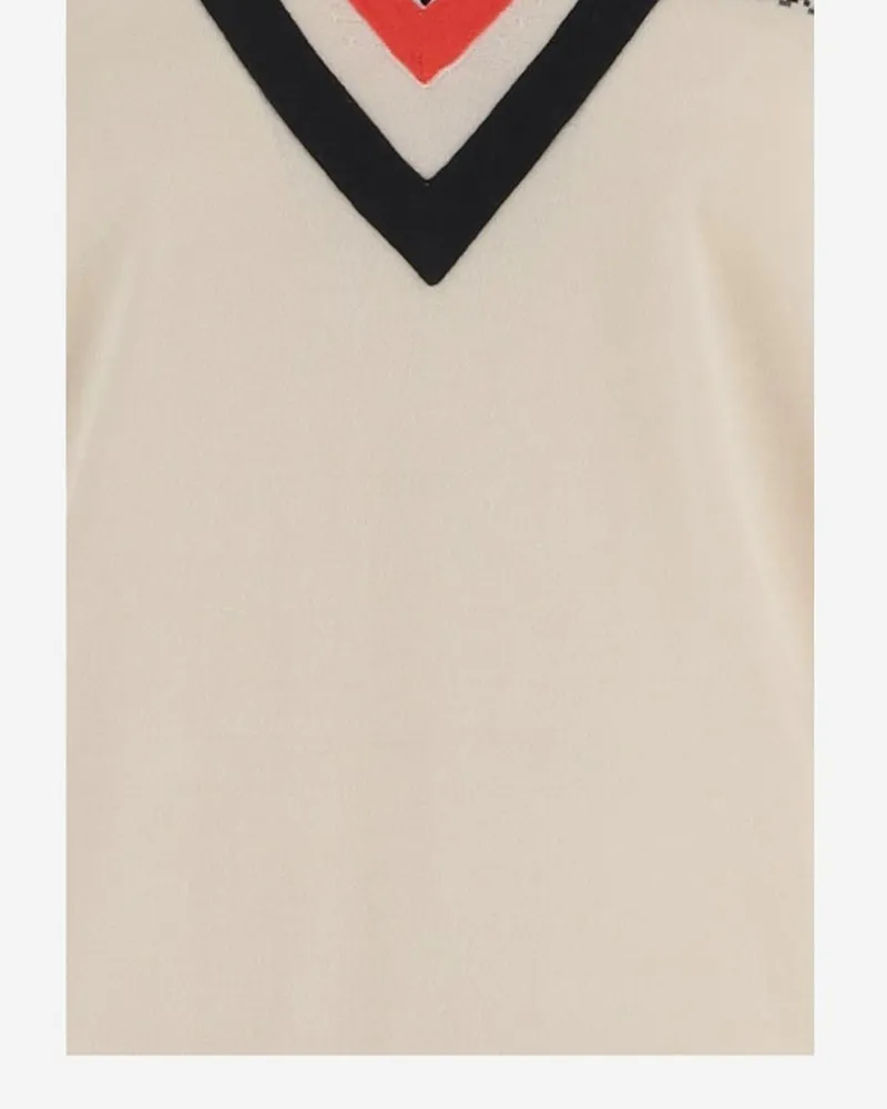 Dries van Noten Virgin Wool V-Neck Sweater — Ivory Ivory