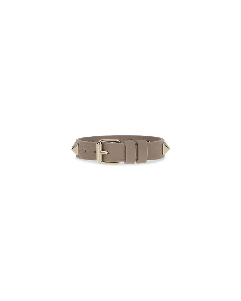 Valentino Garavani Women's Gray Calf Leather Bos Taurus Bracelet Gray