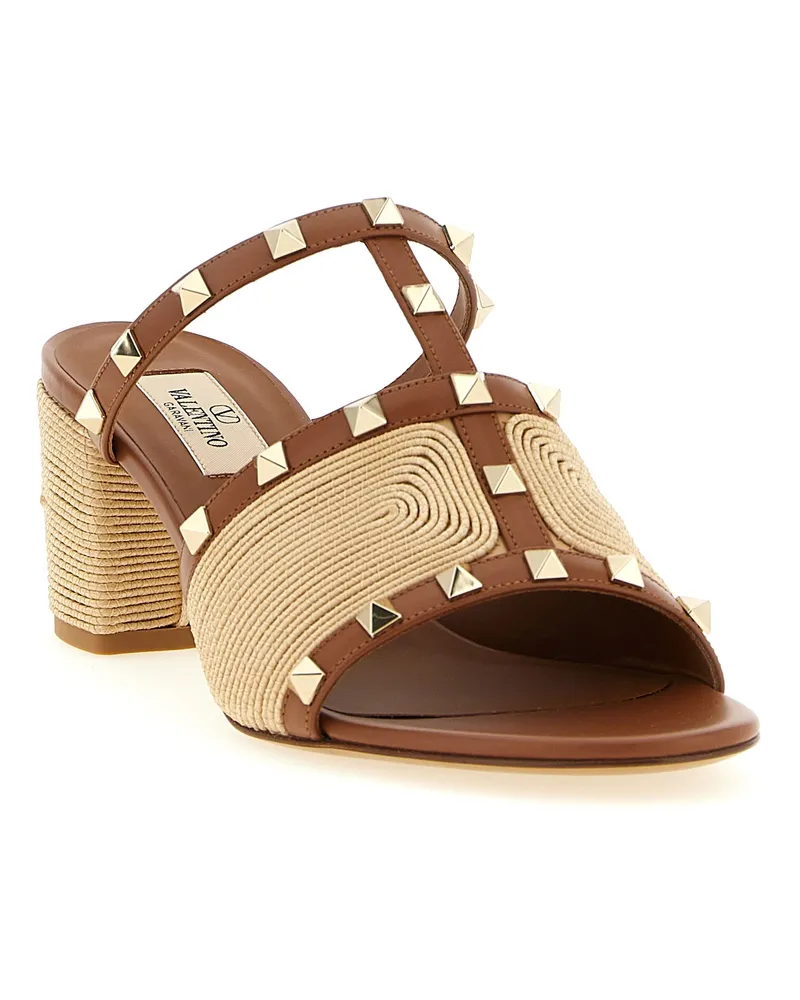 Valentino Garavani Women's Brown Calfskin Flat Sandals Brown