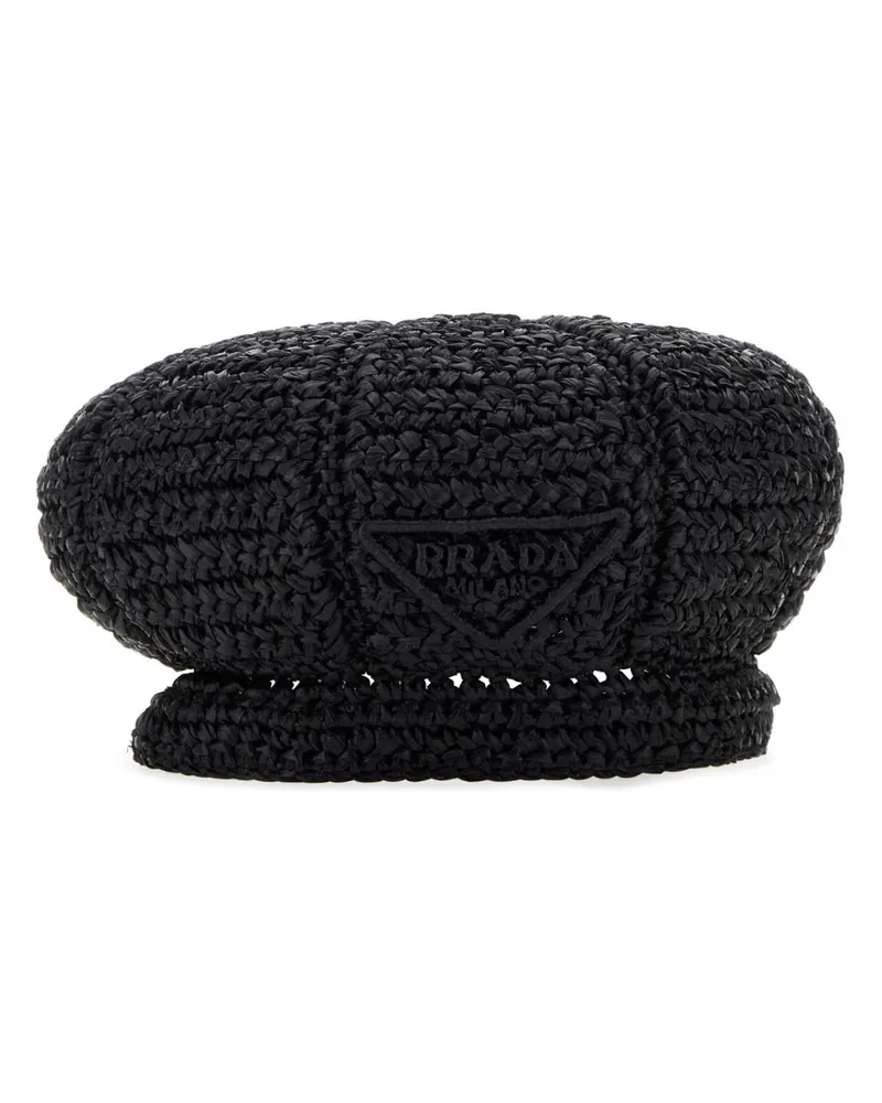 Prada Women's Black Rafia Baker Boy Hat Nero Exterior: Viscose Cappelli E Fasce Per Capelli Black