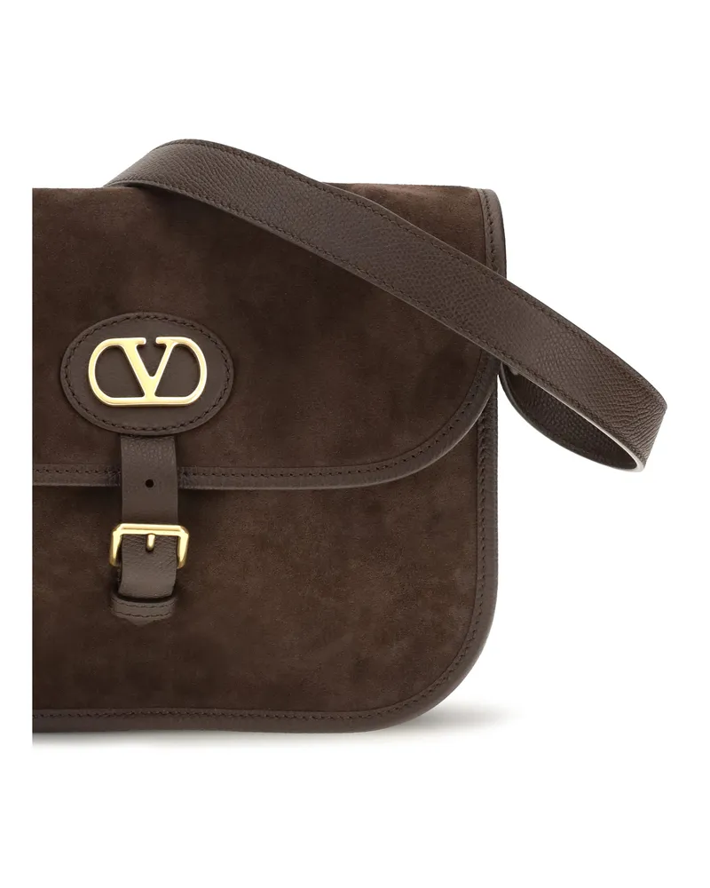 Valentino Garavani Antibes Suede Shoulder Bag — Brown Brown