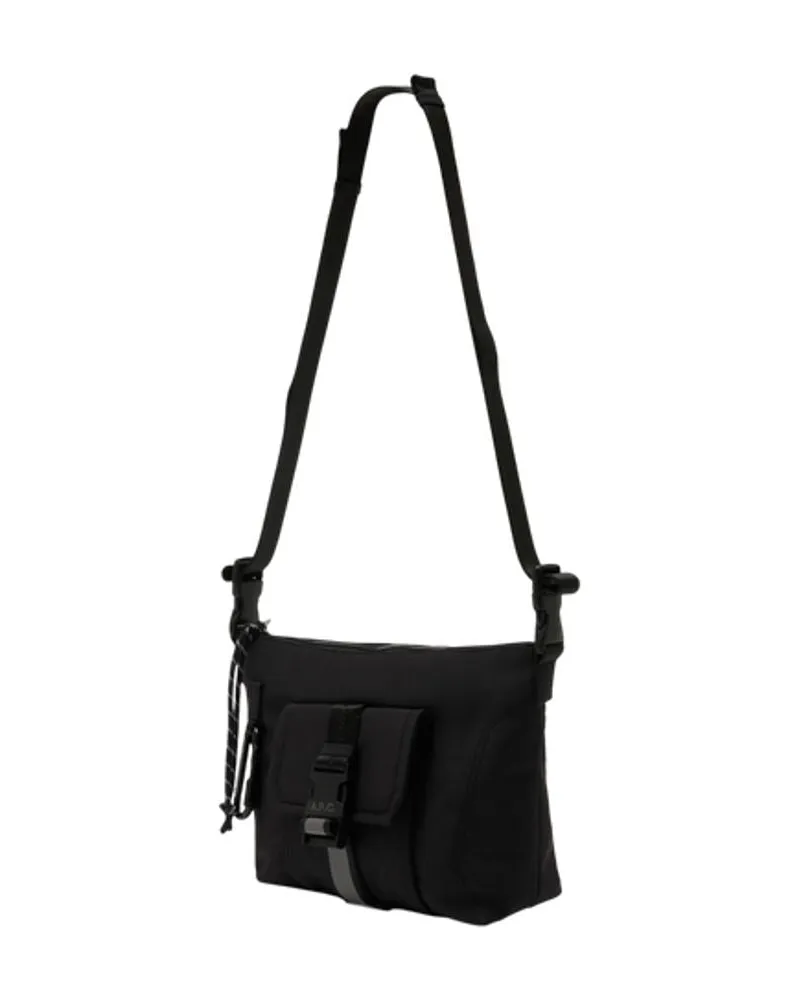 A.P.C. Men's Trek Crossbody Synthetic Black Bags Crossbodies Black