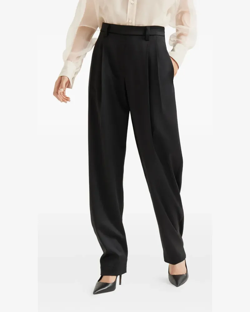 Brunello Cucinelli Women's Pleated-Front Tailored Trousers Aw25 W Black