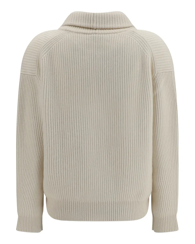 forte_forte Women's Wool And Cashmere English Rib Cardigan Pure Sweater Beige