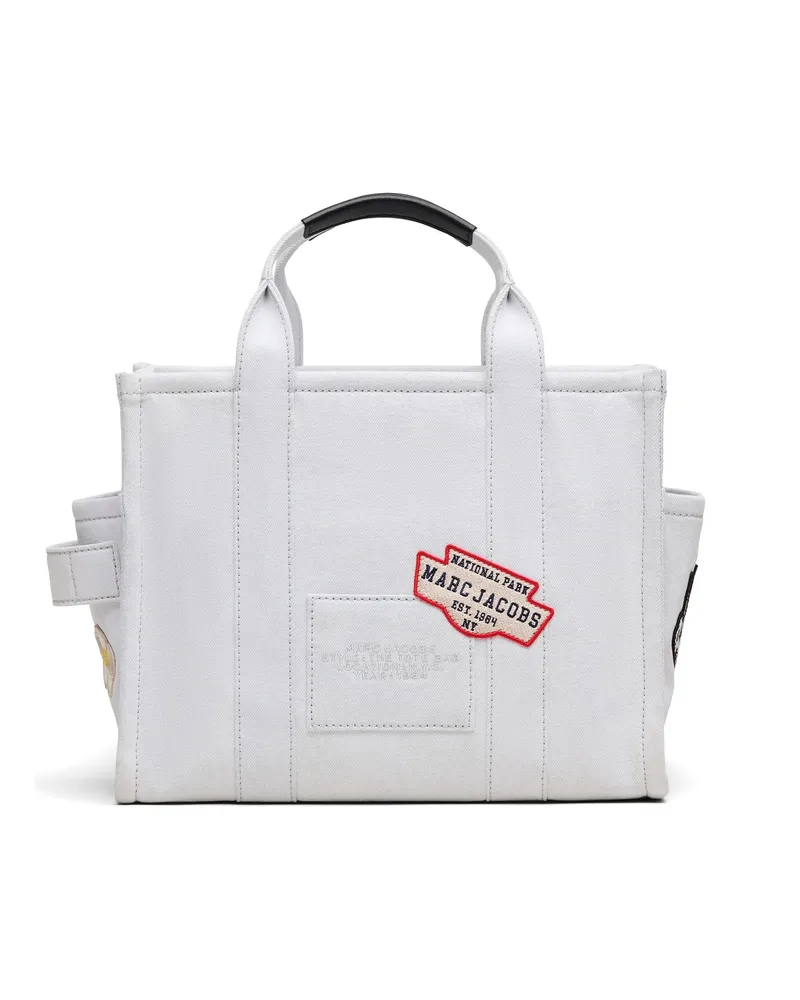 Marc Jacobs Women's Tote Bag Patchwork Denim Light Wash Cotton Handbags Hand White