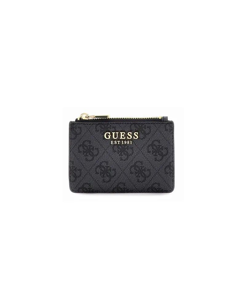 Guess Women's Card Holder Coal Logo Polyurethane Bags - Card-Holders Black