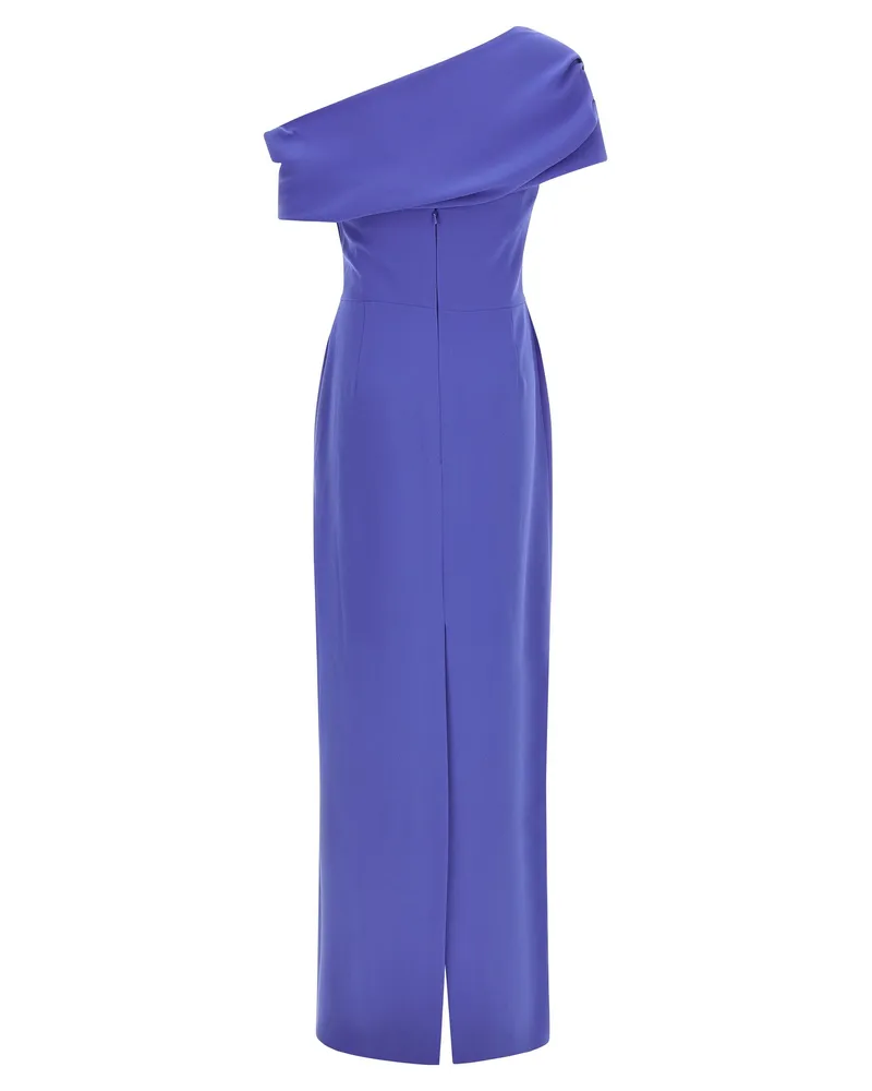 Carolina Herrera New York Off-the-Shoulder Column Dress — Blue Blue
