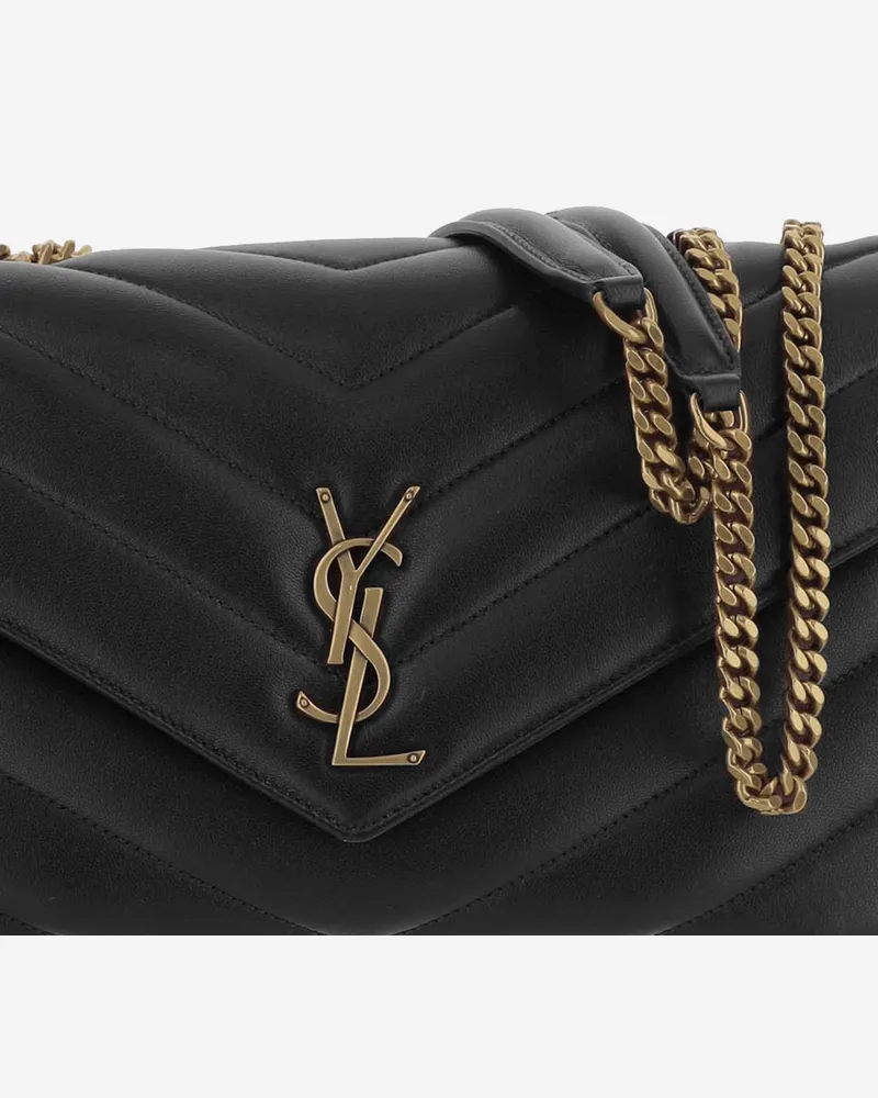 Saint Laurent Women's Medium Loulou Bag Black Lambskin Shoulder Black