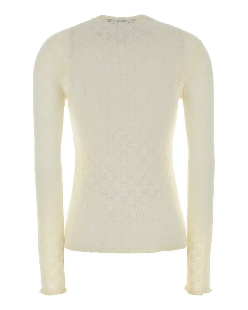 Gucci Women's Monogram-Jacquard Knit Sweater White Cotton Polyester White