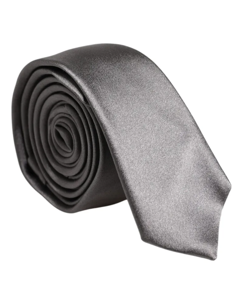 Dolce & Gabbana Men's Metallic Silver Silk Adjustable Necktie Tie Silver