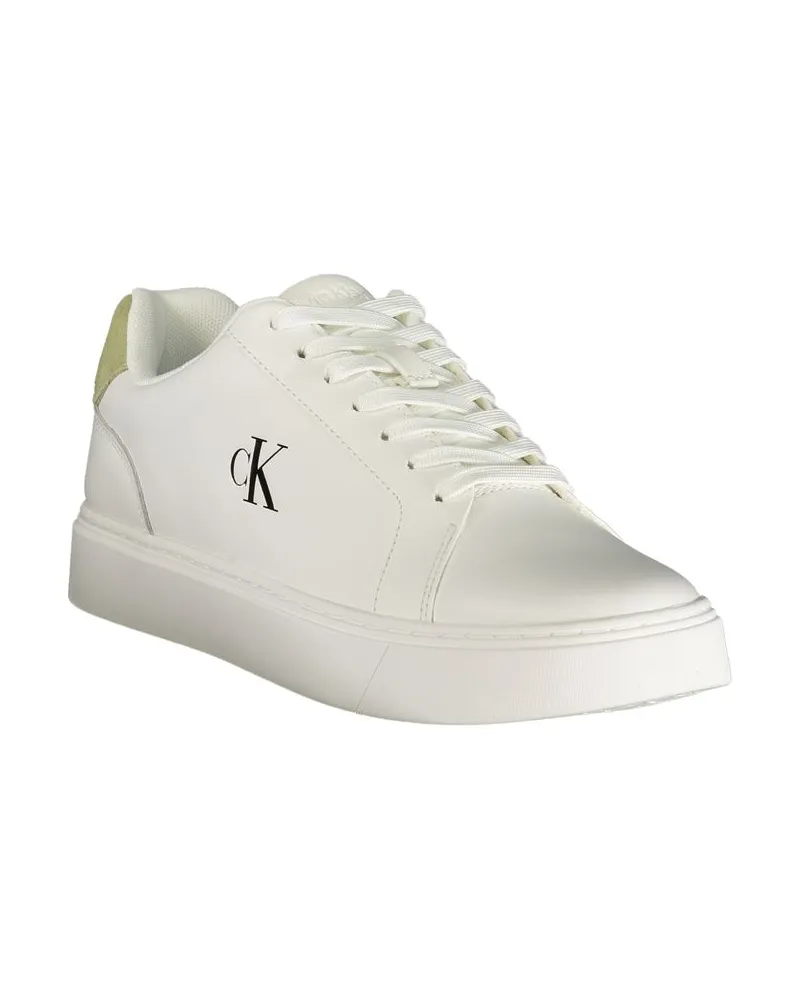 Calvin Klein Logo-Print Leather Sneakers — White White