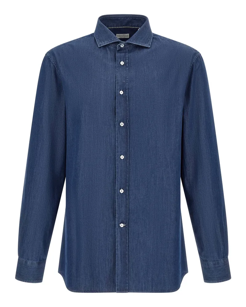 Brunello Cucinelli Indigo Denim Shirt — blue Indigo