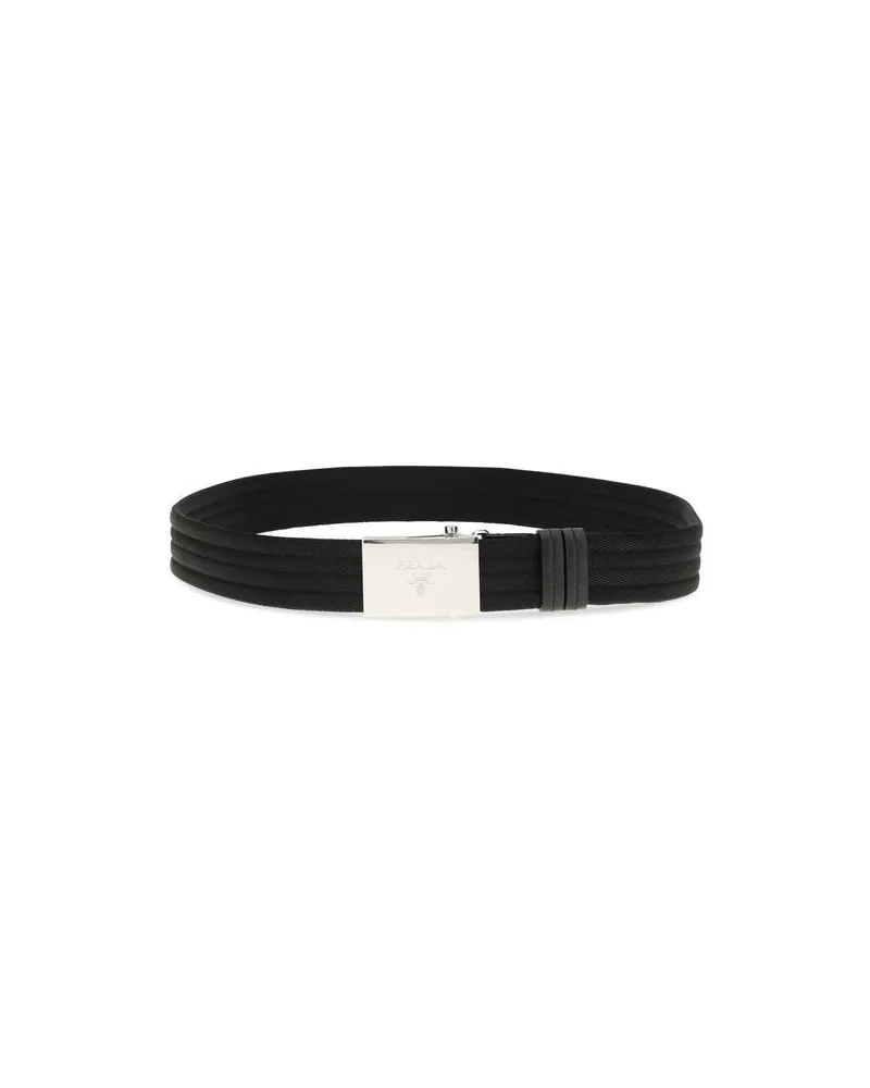Prada Men's Black Polyester Thin Belt Black