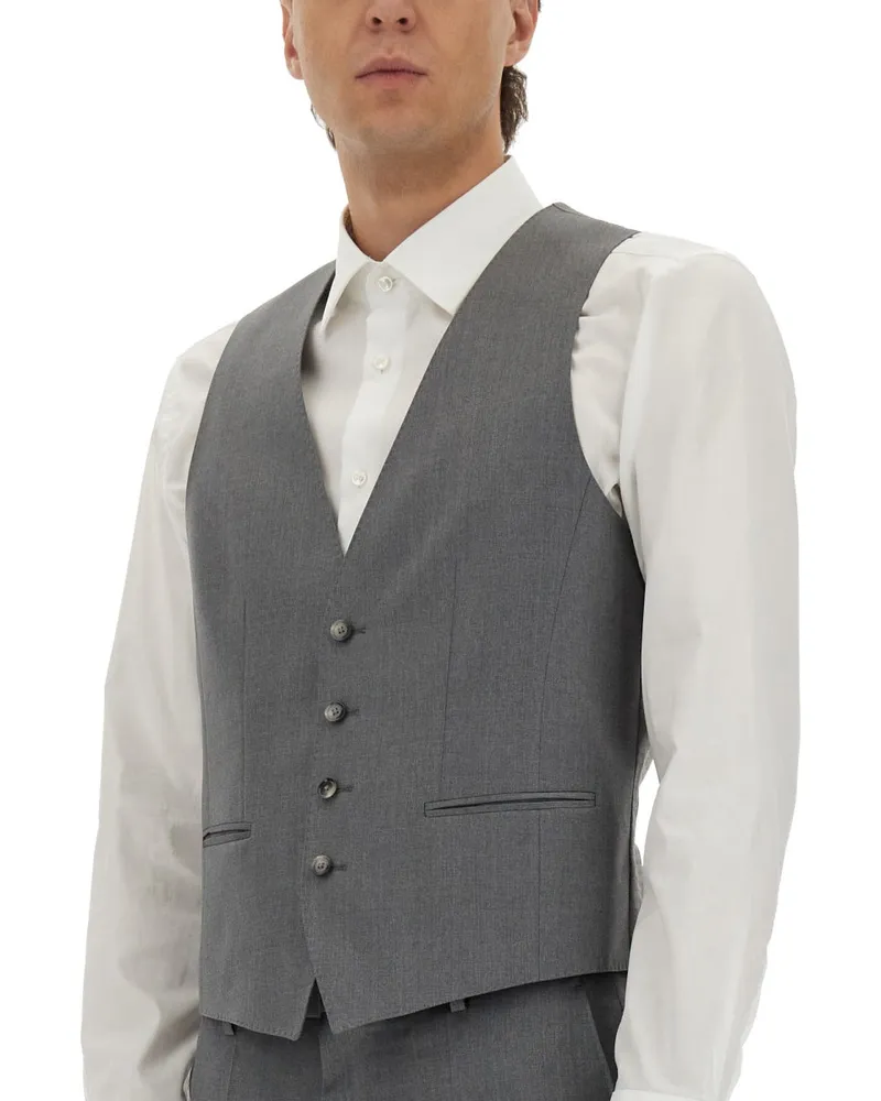HUGO BOSS Virgin Wool Slim Fit Vest — Gray Gray