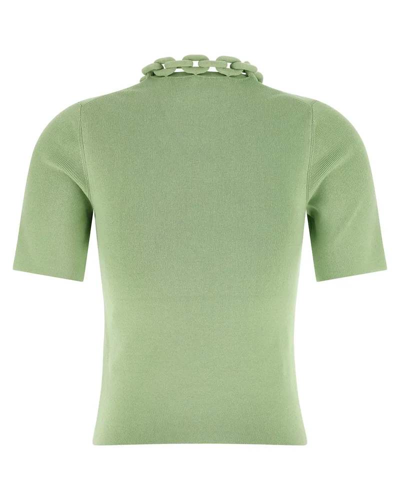 Paco Rabanne Chain-Detail Ribbed Cotton T-shirt — Green Green