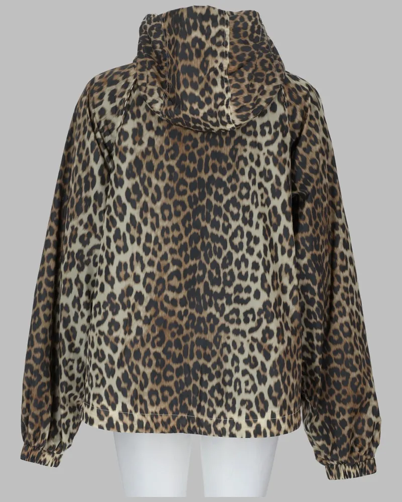 Ganni Recycled Nylon Leopard Print Jacket — Multicolor Multicolor