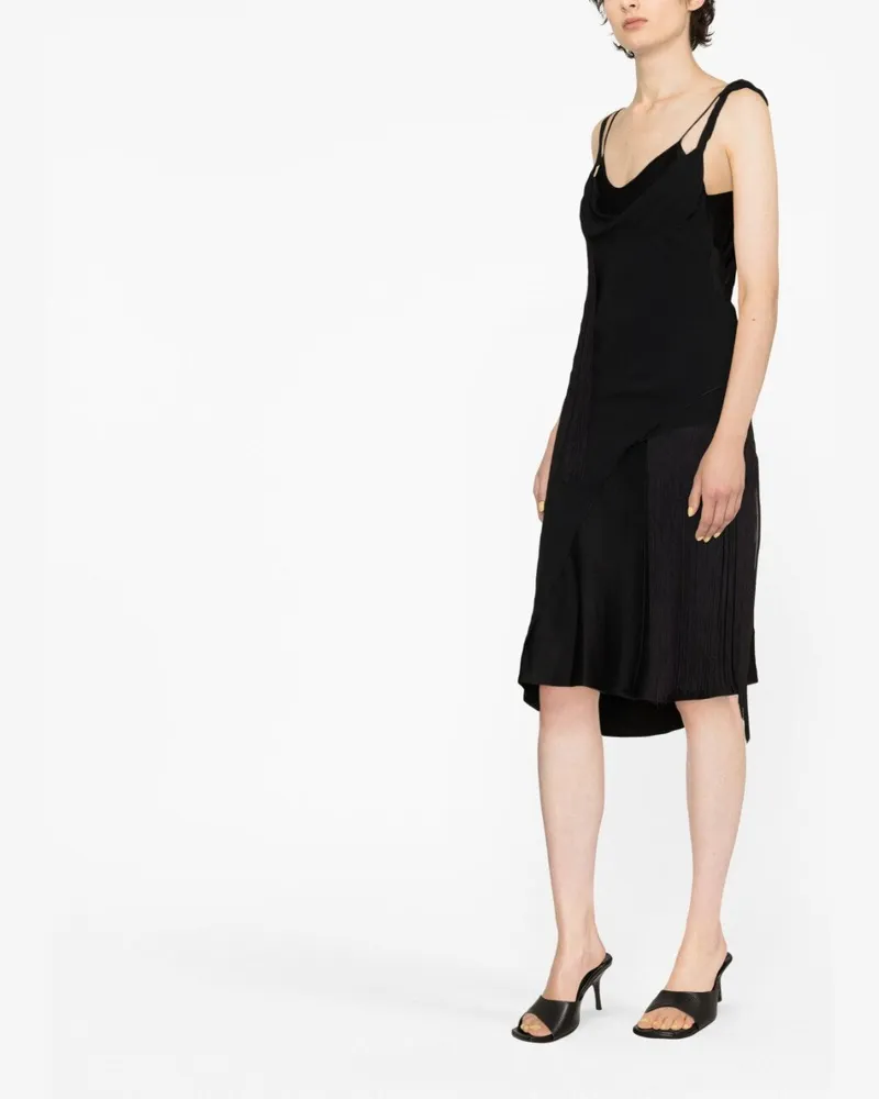 Victoria Beckham Asymmetric Fringe Dress — Black Black