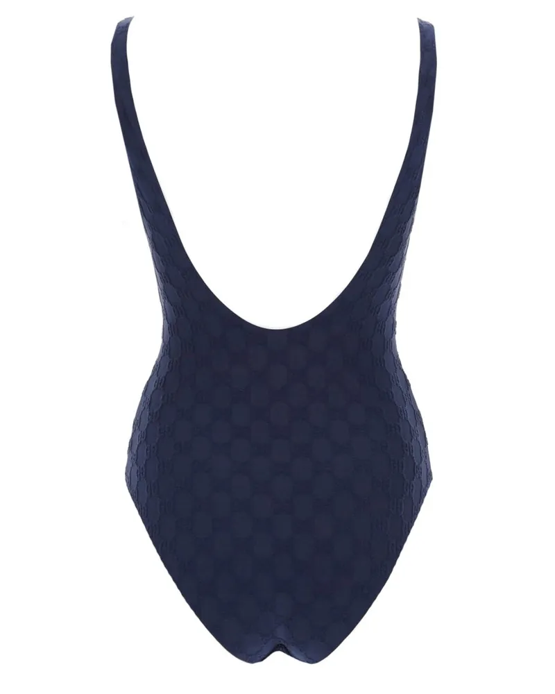 Gucci GG Weave One-Piece Swimsuit — Blue Blue