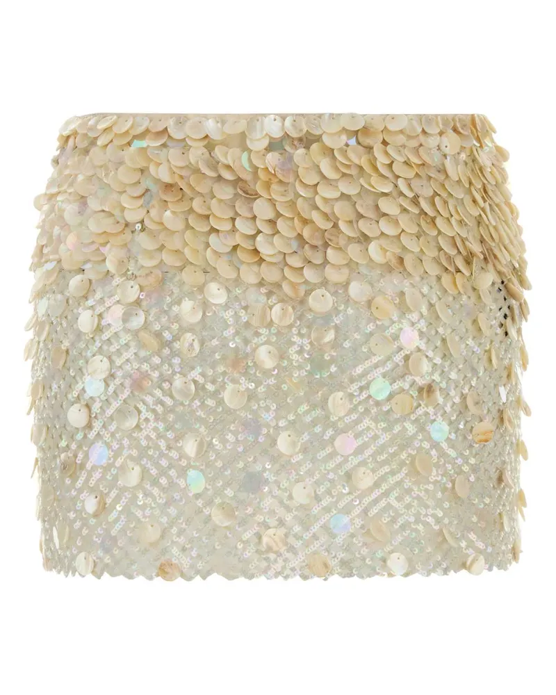Alanui Women's Embellished Mesh Light Between Palms Mini Skirt Naturale Gonne Beige